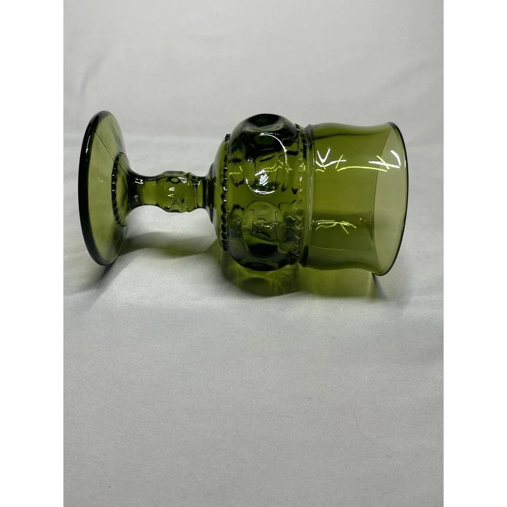 Vintage Indiana Glass‎ Green Kings Crown Thumbprint Goblet  5.75